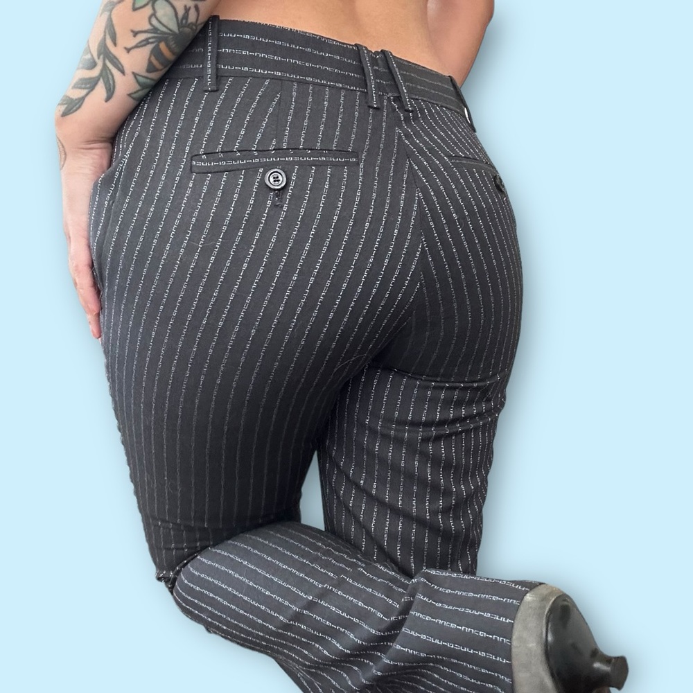 Gucci grey logo pinstripe mini flare trousers size 40